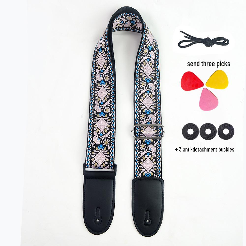 Thick Embroidered Universal Guitar Strap for Acoustic, Electric, and Wooden Guitars