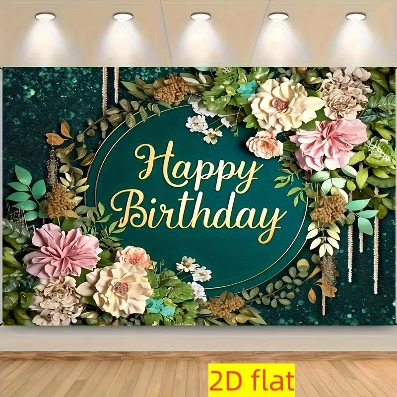 2D Boho Greenery Happy Birthday Photo Booth Backdrop