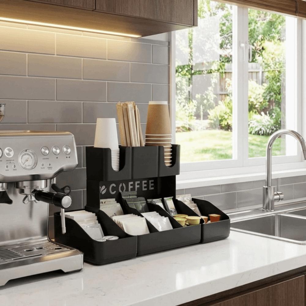 Large Capacity Retractable Paper Cup Holder Adjustable Cup Dispenser Coffee Station Organizer  Bar