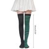 Women Girls Halloween Christmas Over Knee Long Socks Holiday Party Asymmetrical Colorblock Striped Thigh High Stockings