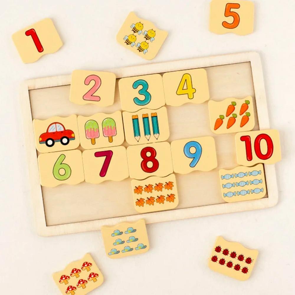 Kids Number Animal Cognitive Matching Puzzle Montessori Concentration Memory Training Wooden Educational Toys for Children