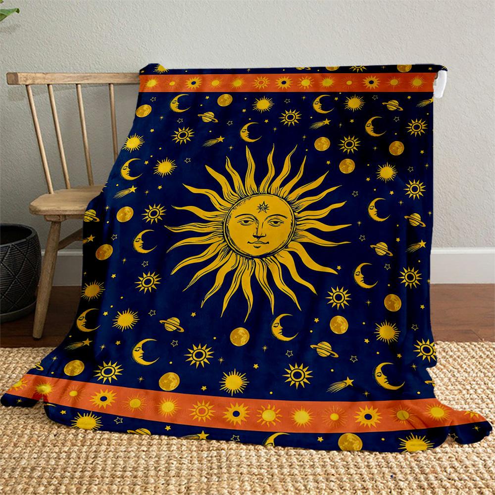 Sun Moon Outdoor Flannel Blankets, Outdoor Travel, Home Blankets, Fan Gifts,Suitable for All Seasons, Christmas Gifts. R1127116