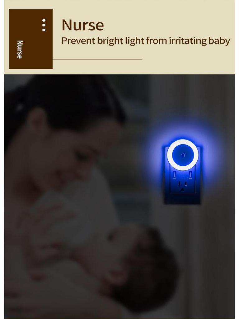 4-Pack EU Plug Light-Controlled Night Lights for Bedroom, Living Room, and Bathroom