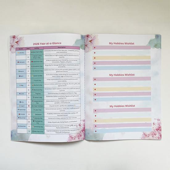 2026 Hobbies & Wellness Workbook for Women 12-Month Guided Journal Motivational Gift for Self-Care Goal Setting