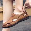 New summer outdoor sandals men's first-layer cowhide breathable men's shoes soft-soled outdoor wear men's Korean beach shoes