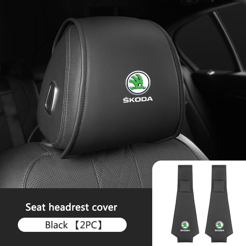 2pcs Car Headrest Cover Auto Head Headrest Cushion Neck Pillow Case For Skoda SUPERB RAPID KAROQ FABIA YETI Octavia KAMIQ KODIAQ