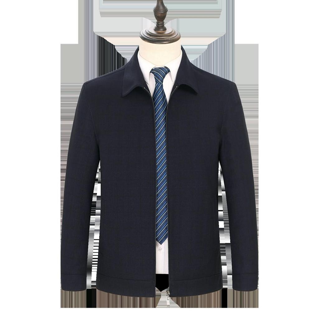 2026 Spring/Autumn Plaid Lapel Jacket for Middle-aged and Elderly Men - Executive & Casual Dad's Coat