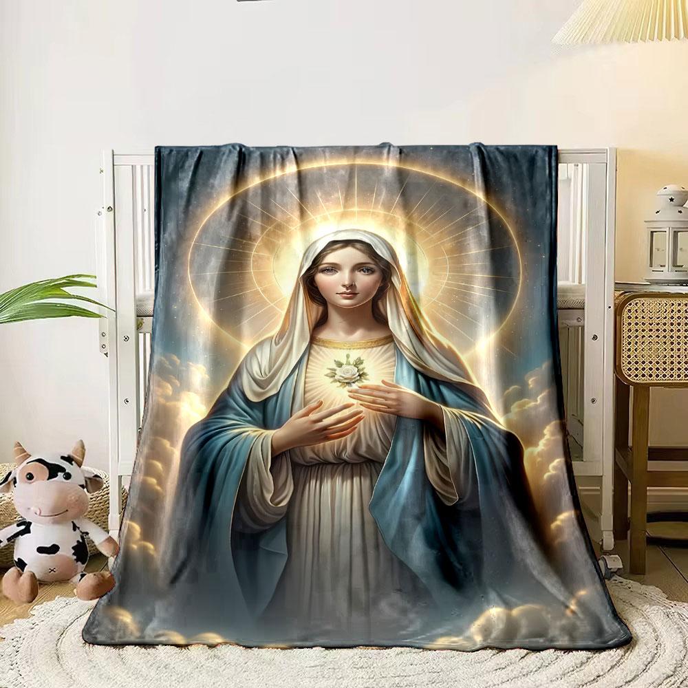 Sacred Heart Halo Clouds Printed Blanket for Living Room Bed Couch lunch break Soft Cozy Blanket for Friend's festival Gift