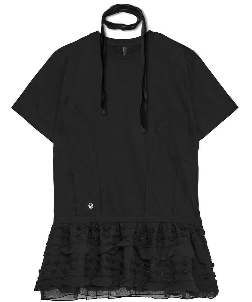 Peulleeoeob Layered Frill T-Shirt (Fl-167_Black)