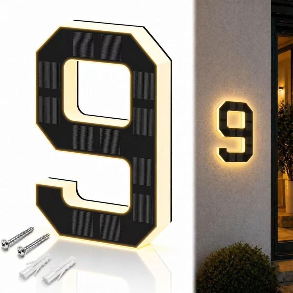 6.7 Inch Size LED Address Numbers Solar Powered Lighted House Numbers  Home Exterior