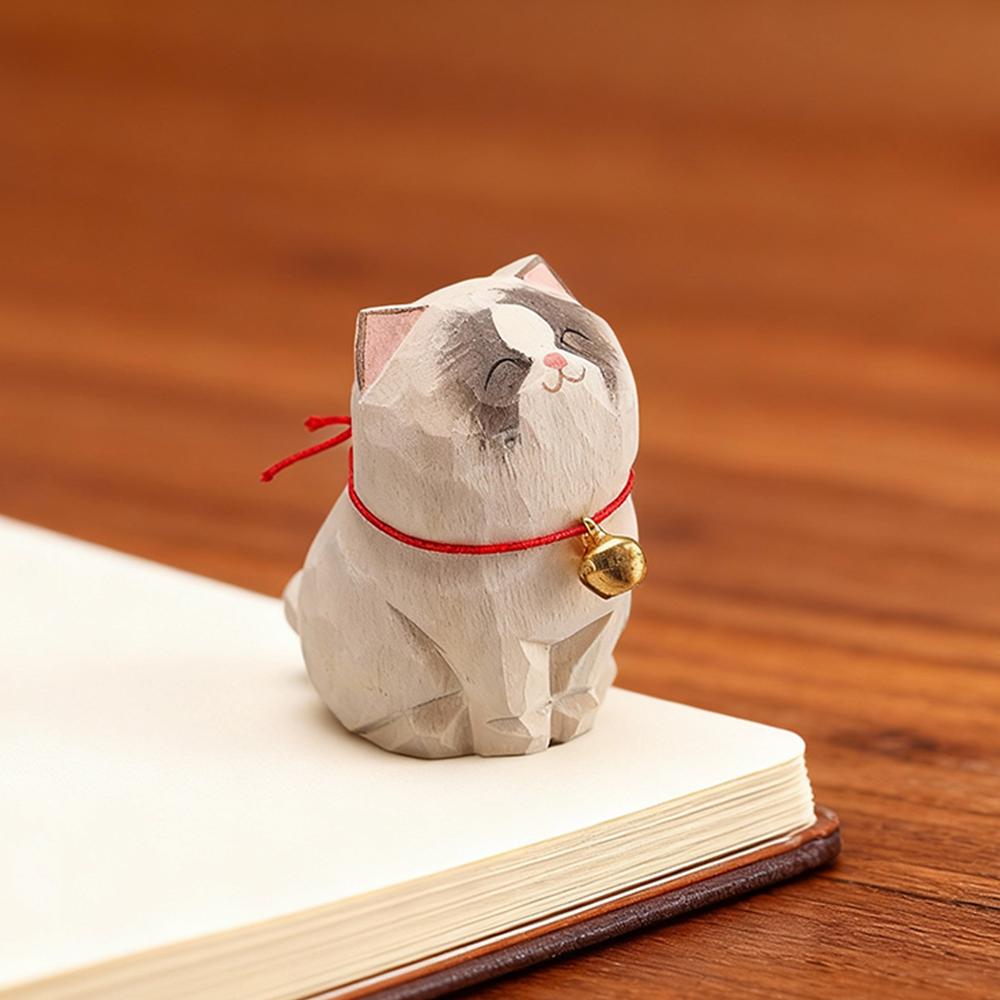 Wooden kitten Figurine Handmade Carving kitten Ornament Ragdoll Home decor Perfect Gift for Cat Lovers Birthday Gift Christmas белый