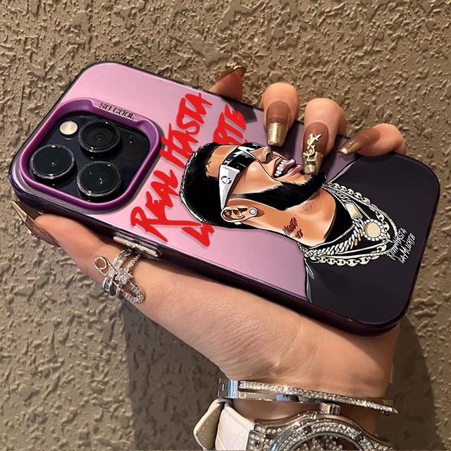 

Модный рэпер Горячее гальваническое покрытие Телефон для iPhone 16 15 14 Plus 13 12 11 Pro Max 16E Ударопрочная задняя крышка Бампер For iPhone 16 Pro Max фиолетовый фуксии