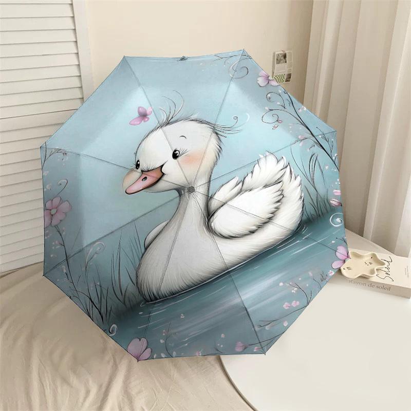 

1pc duckling flowers Automatic Open/Close Umbrella Compact Folding Umbrella with 8-Rib Shaft for Women/Men, Elegant Birthday1225S