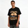 Hiking Is My Therapy Mountain Helicopter Graphic Outdoor Tee Pure Cotton T-shirt
