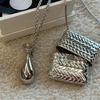 Elegant Long Necklace with Woven Bag/Water Bottle Pendant Adjustable Length Neckchain Gift for Fashion Enthusiasts