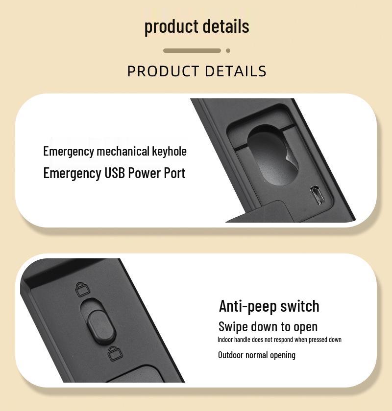 Smart Waterproof Fingerprint Lock for Narrow Frame Aluminum Alloy Doors