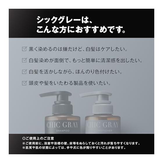 [Set Product] Men's Bigen CHIC GRAY Shampoo/Conditioner [Hair Care for Gray Hair/For Clean Gray Hair] Chic Gray Shampoo 300ml + Conditioner 300g