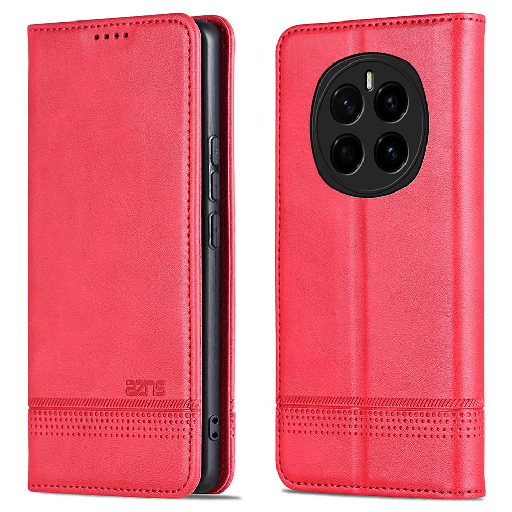 

AZNS For Honor Magic7 5G Case Cowhide Texture PU Leather Wallet Phone Cover Red
