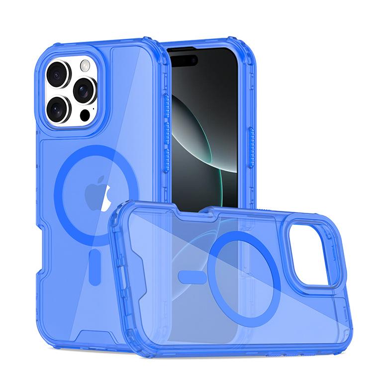 Für IP16promax Transparent Zweite Generation Magnetisch Bunt Drei-in-Eins PC+TPU Unabhängige Taste Handyhülle Rutschfest