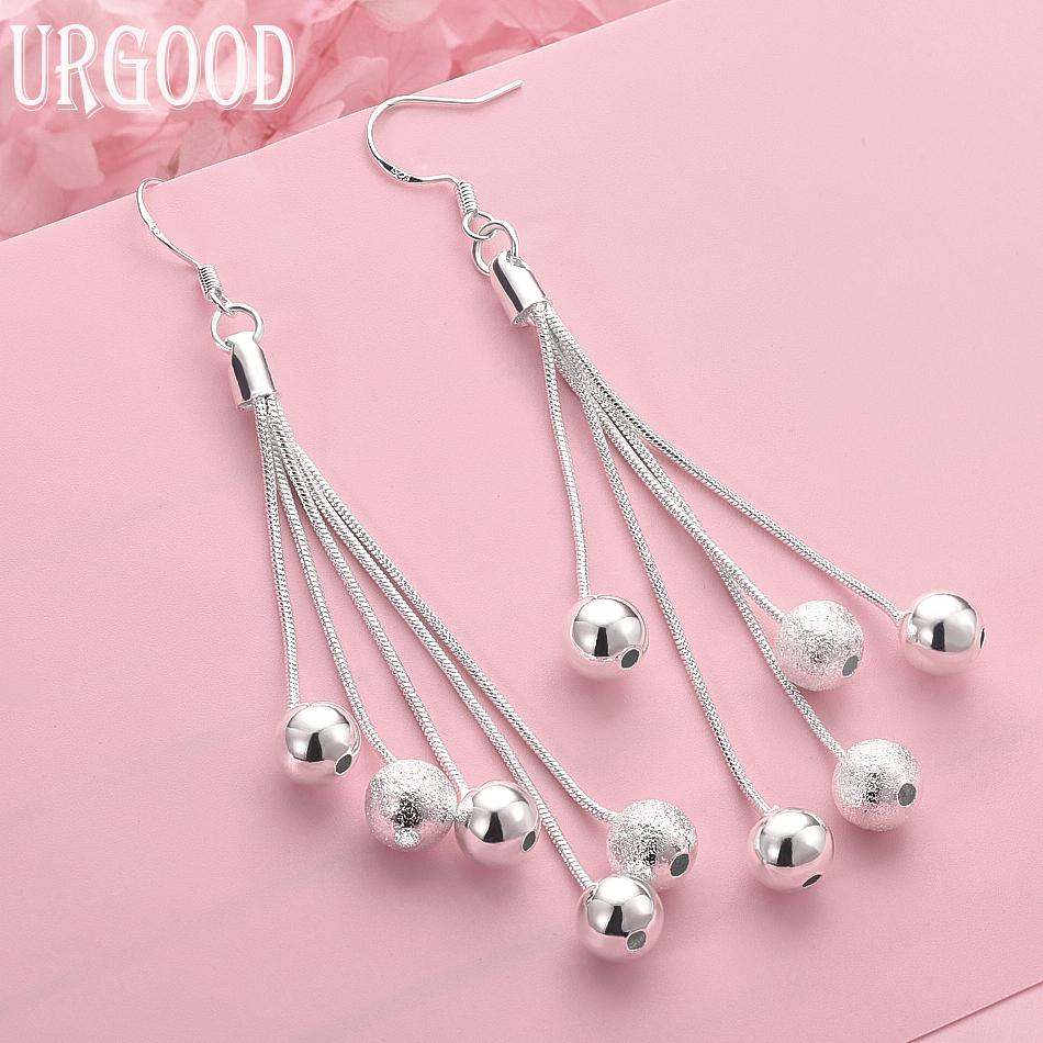 

925 Sterling Silver Wedding Jewelry Bead Earrings 8.60cm