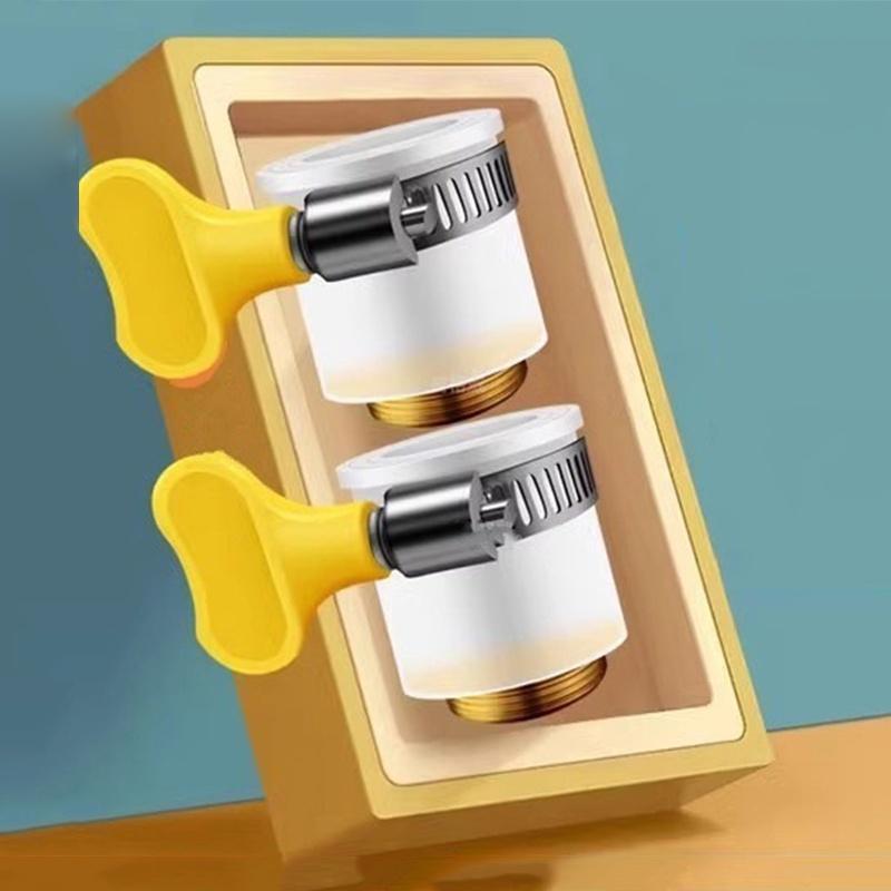 Water Tap Connector Thick Brass Threaded Adapter Tap Adapter Water Faucet Extender Adjustable Yellow Plastic Handle Hand Twist