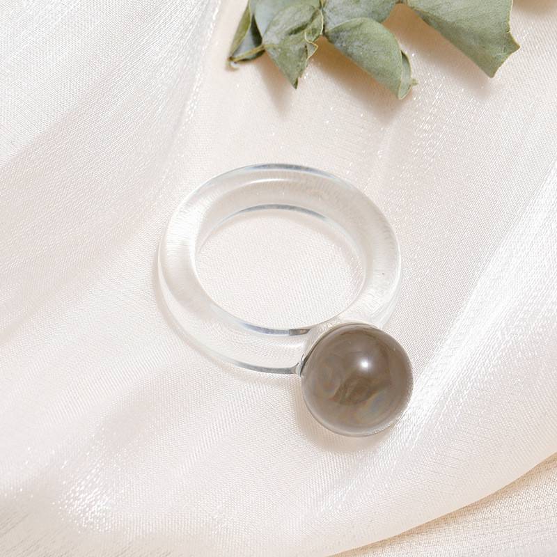 Round Rings Square Crystal Transparent Colorful Simple Geometric Resin Acrylic