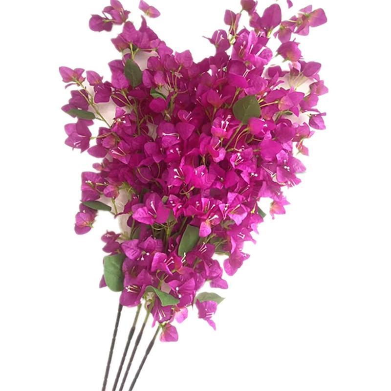 5pcs Artificial Bougainvillea Flower with Long Stem  Silk Bougainvillea Spectabilis Blossom Tree Branch
