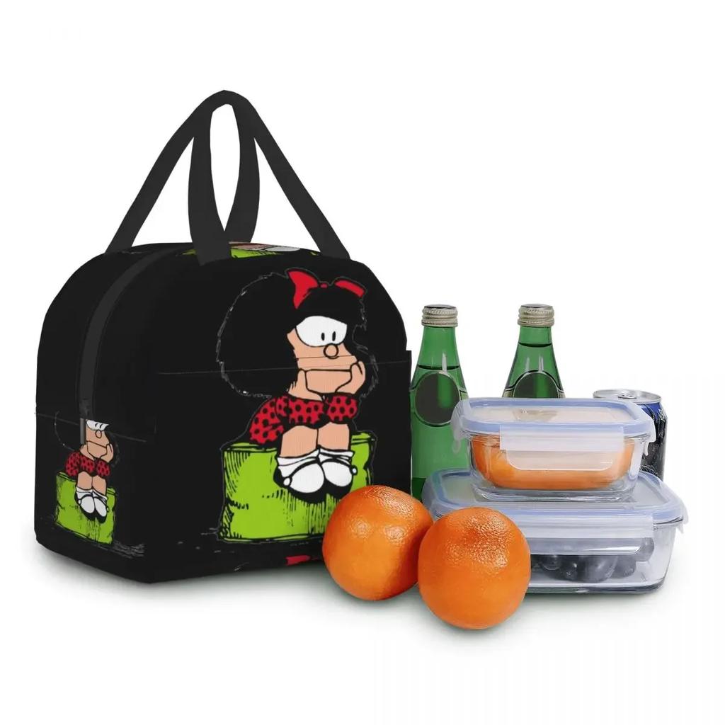 Mafalda Portable Lunch Box Quino Comic Cooler Thermal Food Insulated Lunch Bag For Women Kids School Children Multifunction Bags