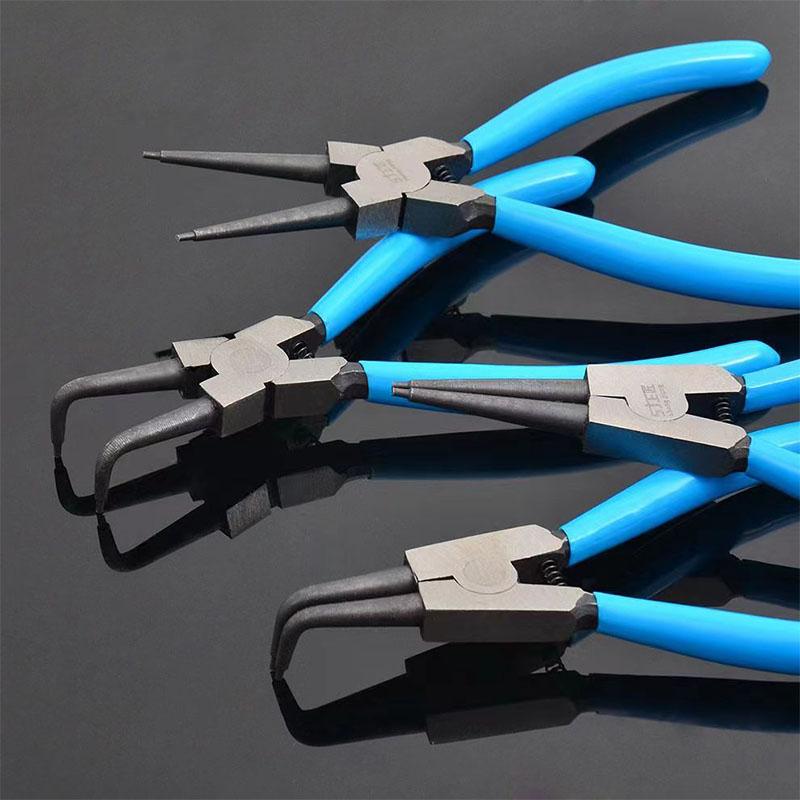 7 inch Snap Ring Pliers Set Heavy Duty Internal/External Circlip Pliers Kit Straight Bent Jaw for Ring Remover Retaining