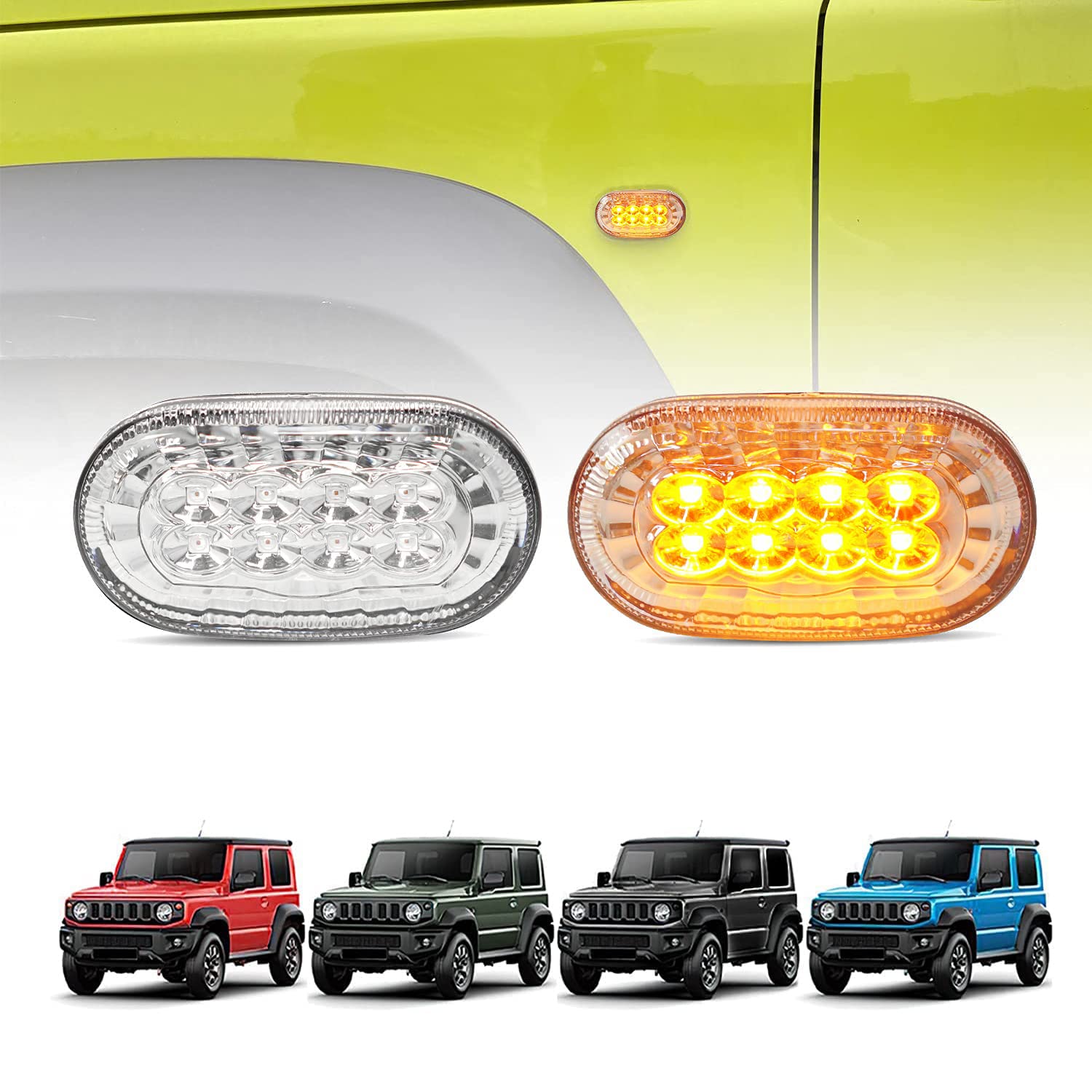 

Светодиодные боковые указатели поворота CHIKU для Suzuki Jimny с дымчатыми 3030 SMD высокой яркости, оригинальные, простые, оранжевые, левый и правый, совместимые с июля 2018 года и позже белый