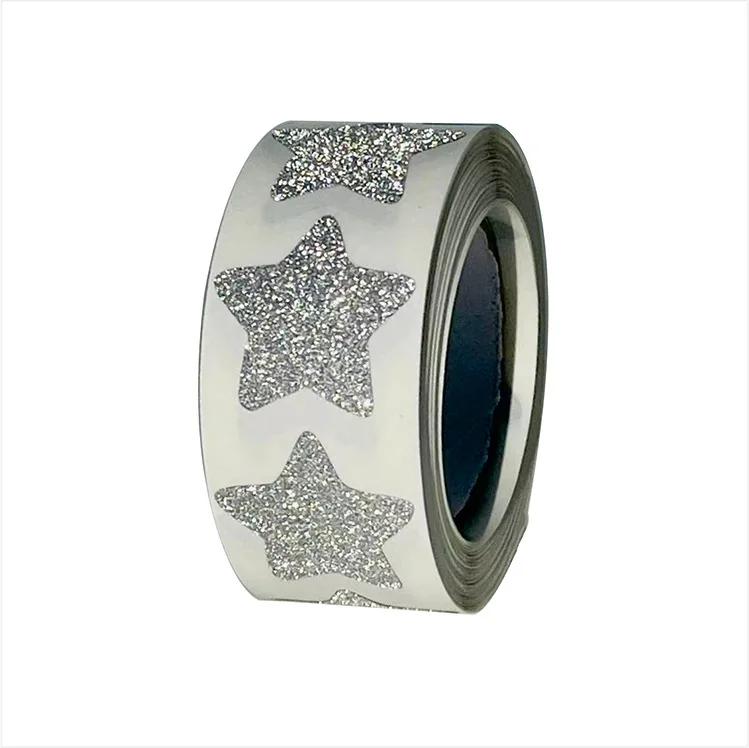 300pcs/roll Exquisite Silver Shiny Dot Heart Shaped Stickers Seal Labels for Gift Package Glitter Card Handmade Decoration