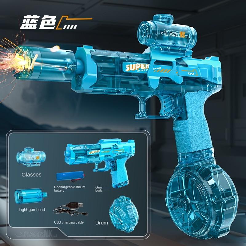 New Electric Water Gun With Light Sprays Flame Effect Continuously High-pressure Powerful Outdoor Water Gun Toys Wasserpistole
