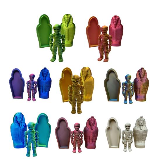 3D Printed Pharaoh Mummy Figurine Movable Joints Mummy Statue Articulated Sculpture Model Toy Home Office Desktop Decoration Ornament
