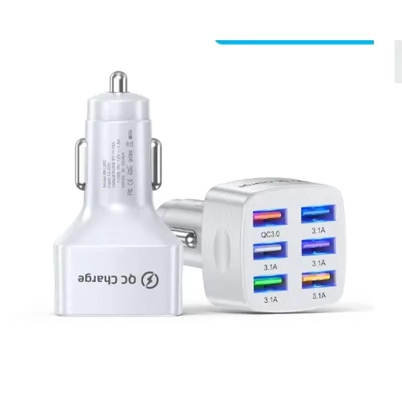 6 USB Car Charger Fast Charging 12V/24V Phone Charger Adapter Car Cigarette Lighter Splitter For iPhone GPS iPad Drive Recoeder