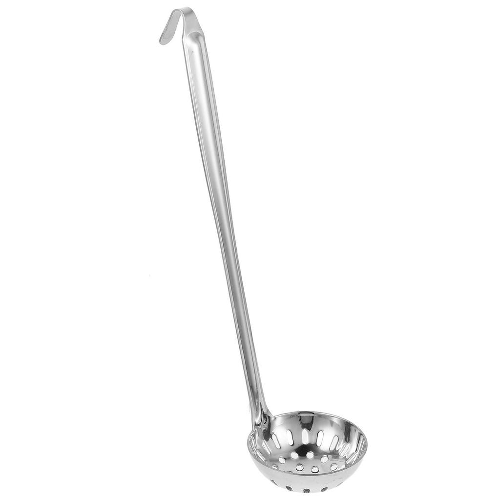 Stainless Steel Slotted Ladle with Hanging Hook Thickened Deep Design Long Handle Serving Spoon for Hotpot Salad Bar Serving