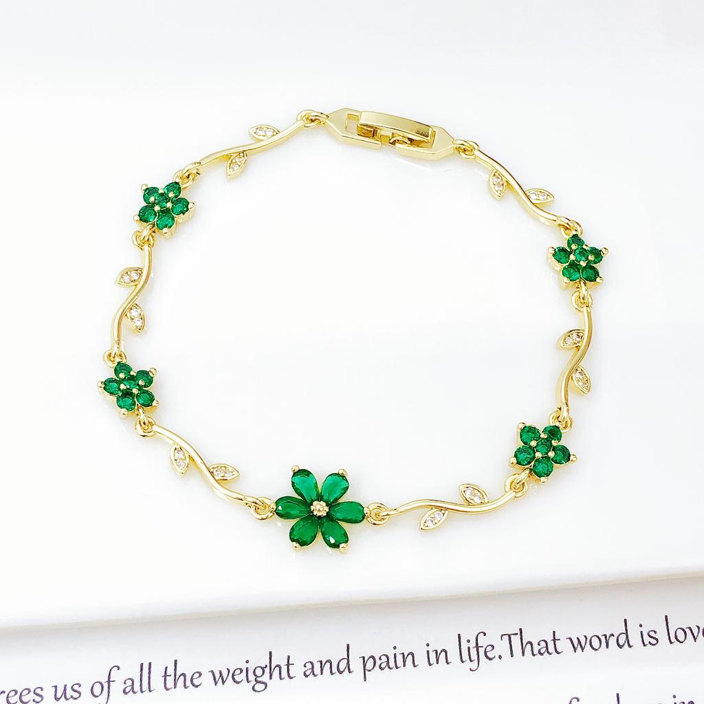 Hot Sale Rhinestone Bowknot Floral Bracelet Gold Plated Crystal Flower Vine Bracelet Fashion Wedding Party Jewelry Gift for Her
