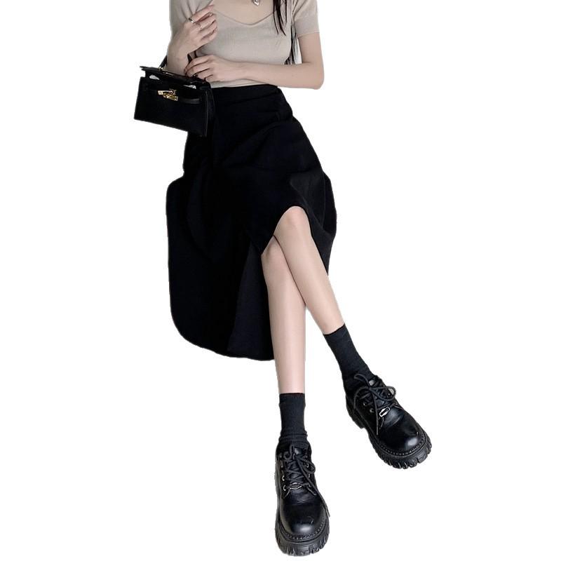 Plus Size A-Line Irregular Midi Skirt for Women - Slimming, Hip-Covering, Summer Casual Style
