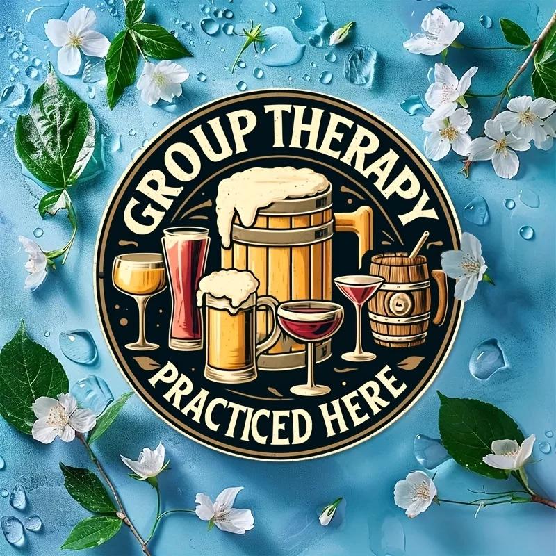 Tin Sign Group Therapy Practiced Here Beer Metal Plaque Vintage Durable Metal Plaque Wall Decor Home Office Bar Man Cave Wal