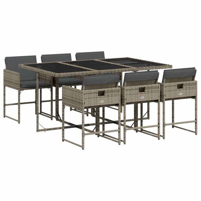 VidaXL Ensemble à manger de jardin et coussins 7 pcs gris rotin 3211268