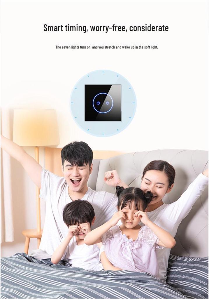 Smart WiFi Touch Switch Panel with Voice Control, Mijia Compatible, Mobile Remote Function, 86 European Standard