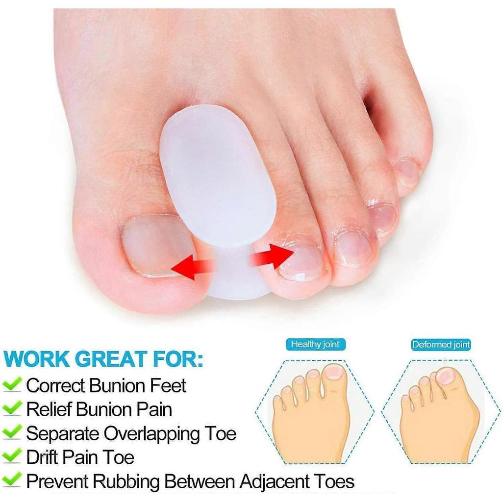 10 Pack Toe Spacers Separators, Bunion Corrector Gel Orthotics (1/2'' Thick) for Bunion, Overlapping Toes - L Size