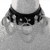 Leather Choker with Metal Ring, Adjustable Punk-style Necklace, Sexy and Soft PU Leather Choker - Black.
