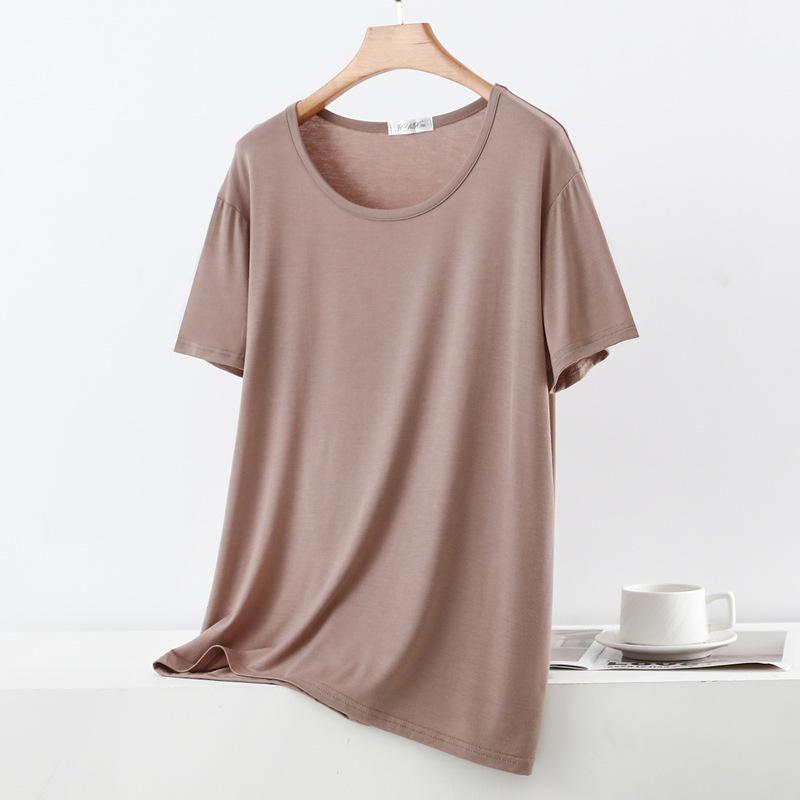 Damen Übergröße Modal Lockeres Kurzarm-T-Shirt