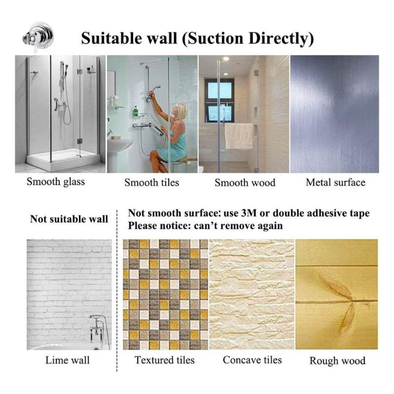 Adjustable Shower Hook Quick Releases Shower Mount For Renters Drillless Adhesive Installation On Smooth Textured Walls