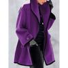 Womens Oversized Hooded Wool Blend Coat With Colorblock Trim Winter Casual Outerwear