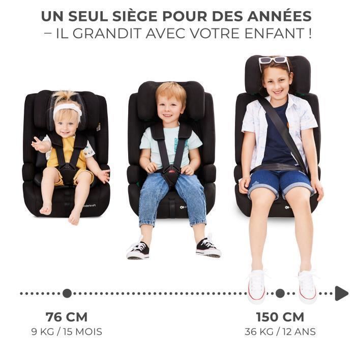 Siège-auto enfant kinderkraft safety fix2 i-size, 76–150 cm, 15 mois à 12 ans, isofix, appui-tête réglable, sécurité optimale, noir