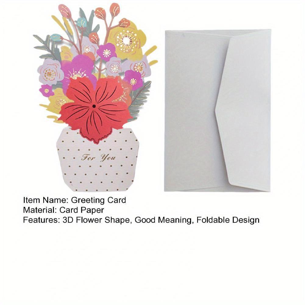1 Set Greeting Card DIY Handwriting Paper Art 3D Folding Flower Pop Up Mother's Day Card with Envelope Anniversary Gifts Present