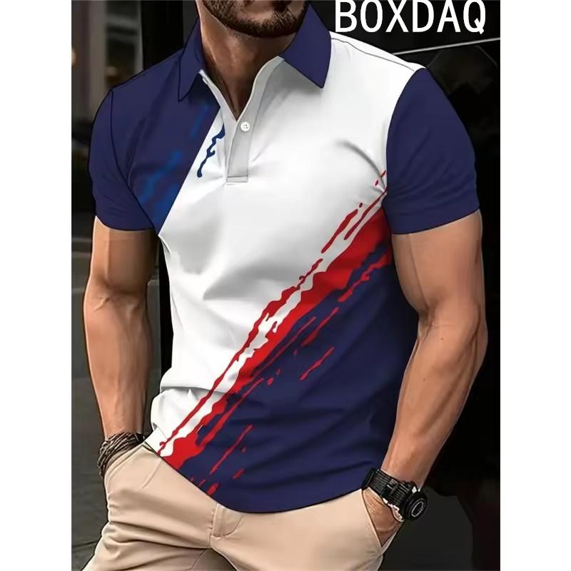 3D color gradient graffiti printed polo shirt S