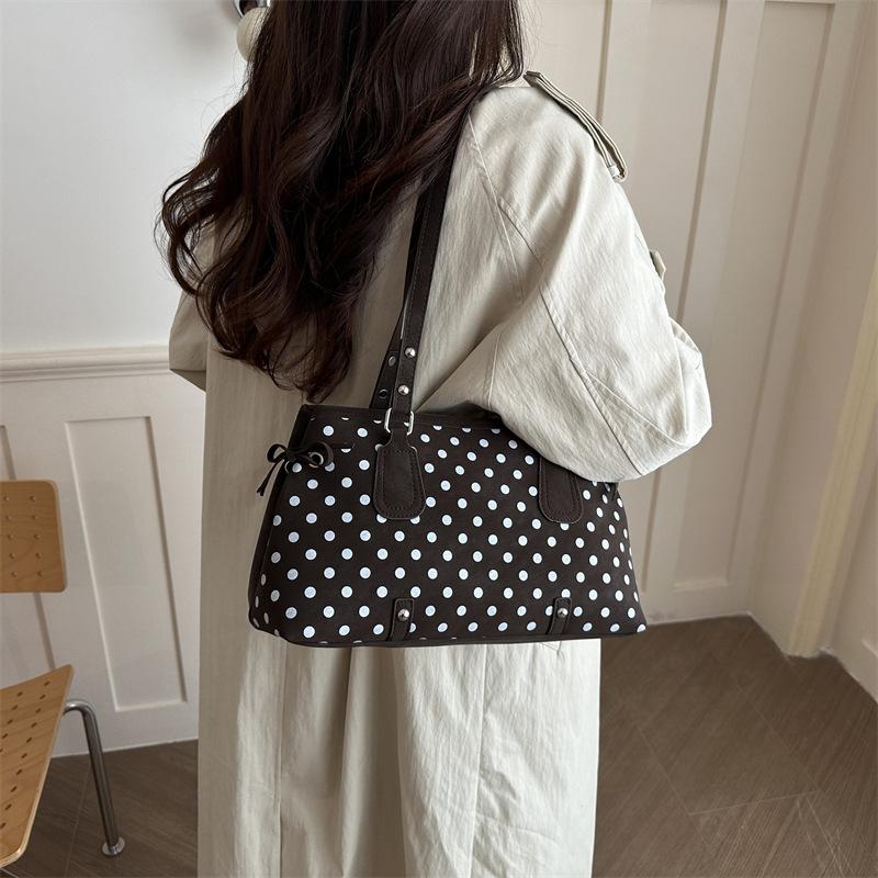 Korean Style Women Polka Dot Single Shoulder Underarm Portable Handbag