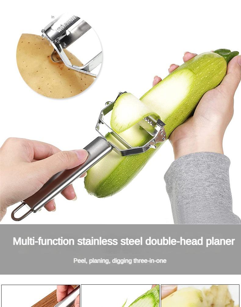 1PSC Stainless Steel Dual-Head Grater Multi-Functional Slicer Peeler Fruit Peeler Potato Shredder Cucumber Grater